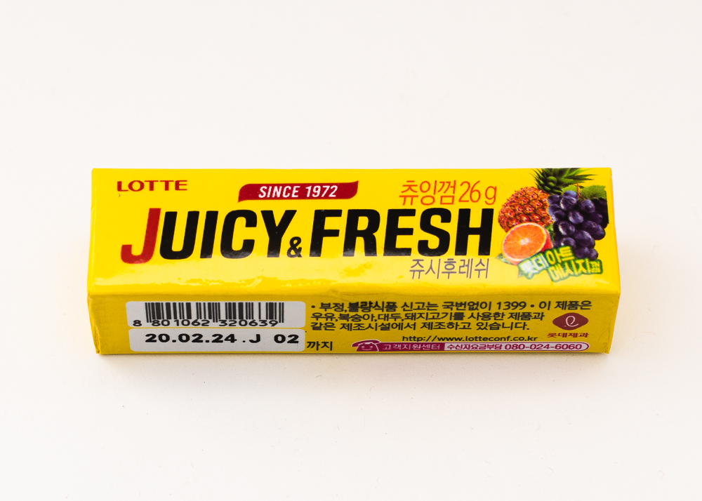 Жевательная резинка «LOTTE»  JUICY & FRESH
упаковка 9 пластин