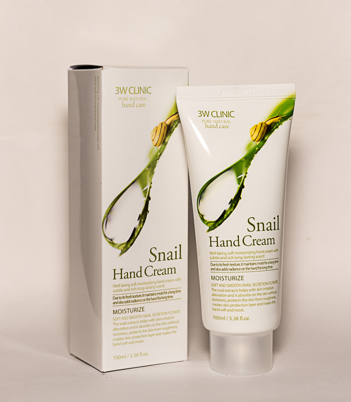 3W CLINIC 
Moisturizing Snail 
Hand Cream
Крем для рук 
с экстрактом улитки
туба 100 мл.